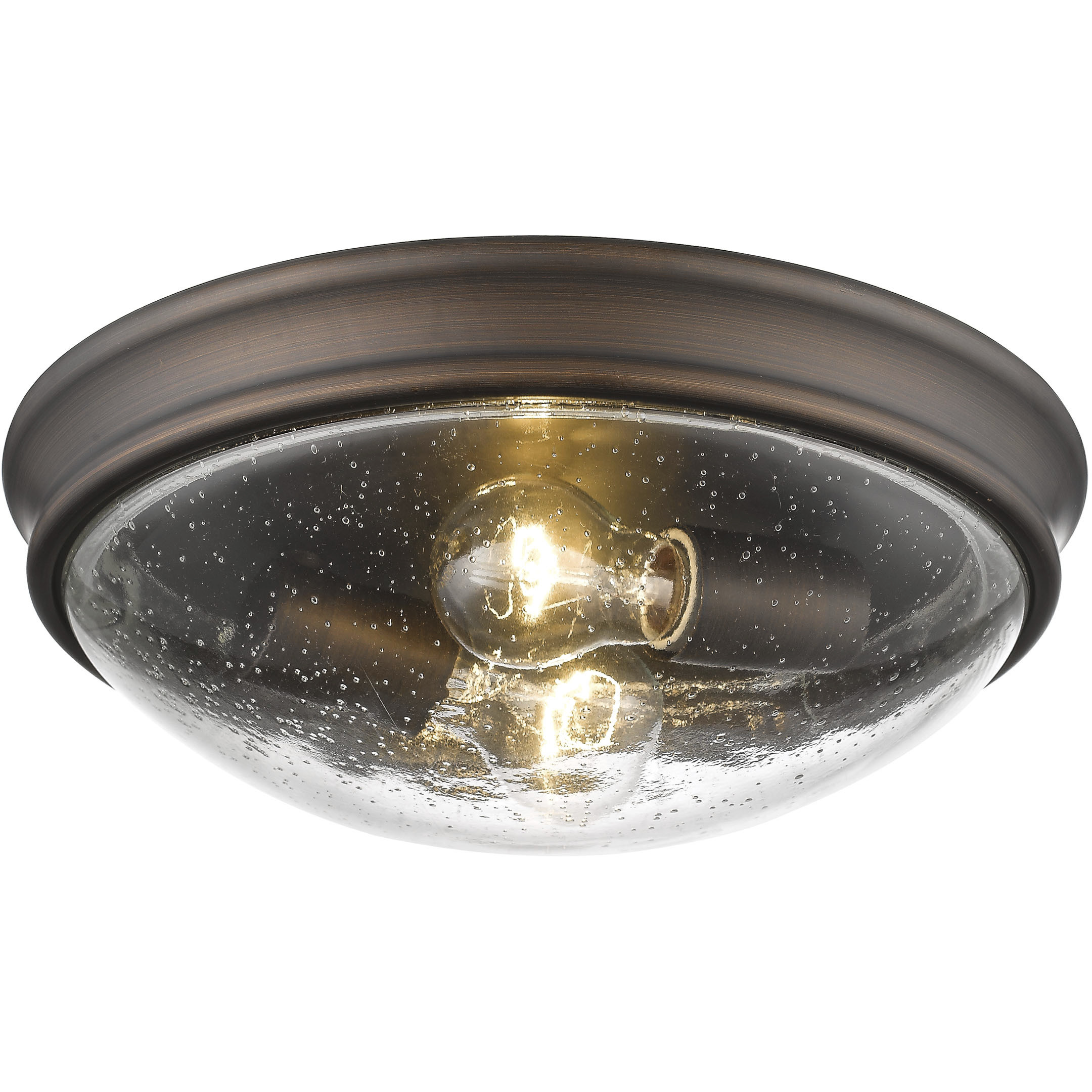 Belforge 2 Light 12 inch Rubbed Bronze Flush Mount Ceiling Light